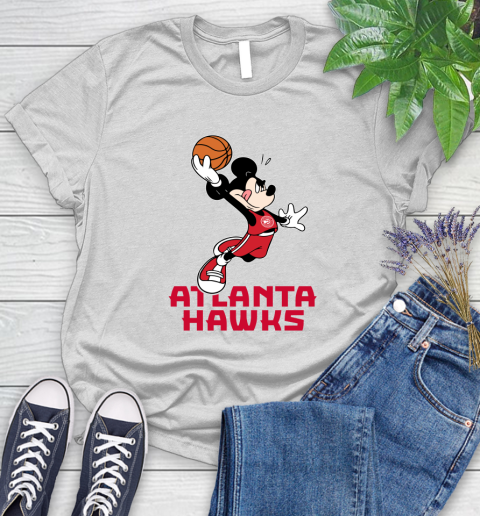 NBA Basketball Atlanta Hawks Cheerful Mickey Mouse Shirt Women's T-Shirt 2