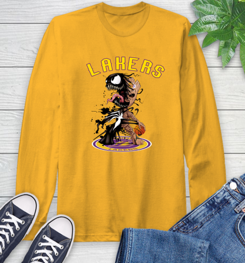 NBA Los Angeles Lakers Basketball Venom Groot Guardians Of The Galaxy Long Sleeve T-Shirt 3
