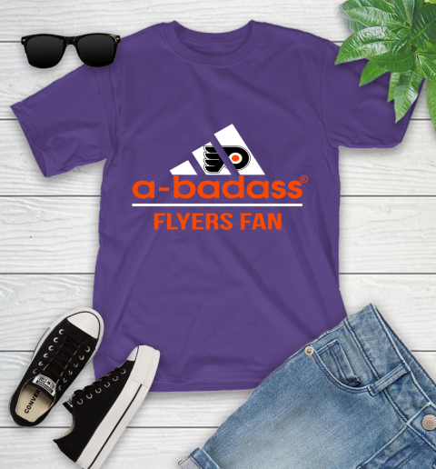 NHL A Badass Philadelphia Flyers Fan Adidas Hockey Sports Youth T-Shirt 3