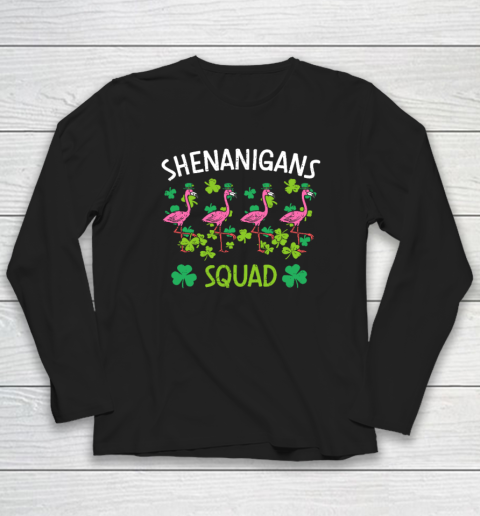 Shenanigans Squad Irish Flamingo St Patricks Day Bird Animal Long Sleeve T-Shirt