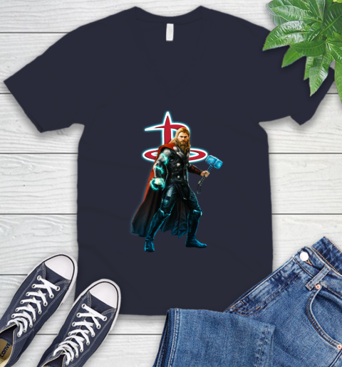 NBA Thor Avengers Endgame Basketball Houston Rockets V-Neck T-Shirt 3