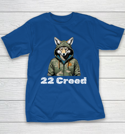 Coyote in Hood 22 Creed Graphic Hunting Youth T-Shirt 6