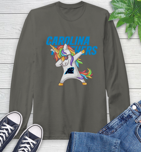 Carolina Panthers NFL Football Funny Unicorn Dabbing Sports Long Sleeve T-Shirt 8