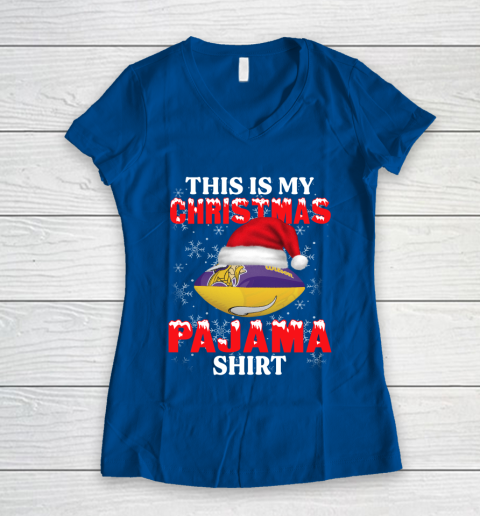 Minnesota Vikings This Is My Christmas Pajama Shirt NFL Women's V-Neck T-Shirt 7