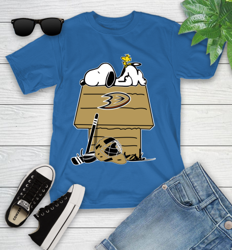 Anaheim Ducks NHL Hockey Snoopy Woodstock The Peanuts Movie Youth T-Shirt 9