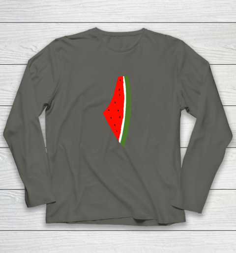 Palestine Watermelon Shirt Palestine Map Long Sleeve T-Shirt 4