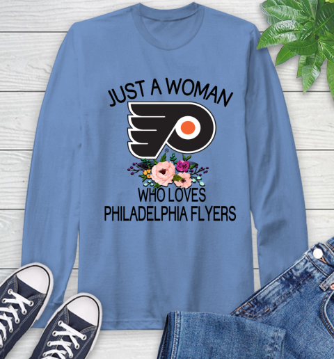 NHL Just A Woman Who Loves Philadelphia Flyers Hockey Sports Long Sleeve T-Shirt 10