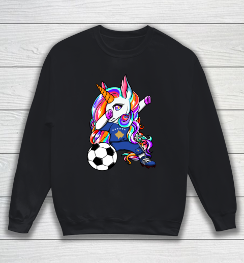 Dabbing Unicorn Kosovo Soccer Fans Jersey Kosovar Football Sweatshirt