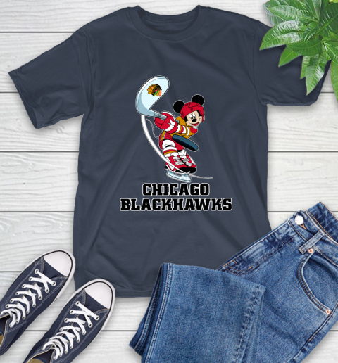 NHL Hockey Chicago Blackhawks Cheerful Mickey Mouse Shirt T-Shirt 4