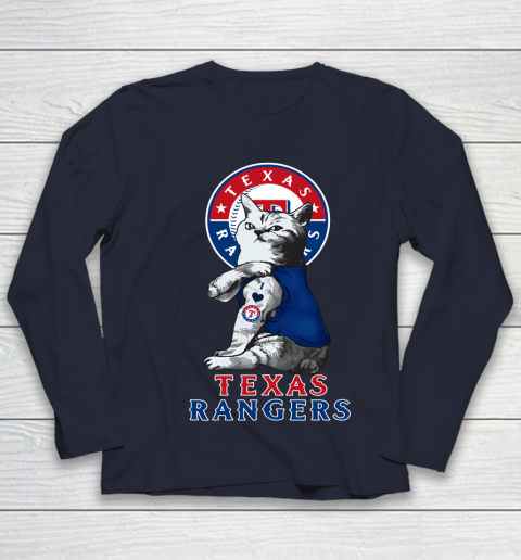 MLB Baseball My Cat Loves Texas Rangers Youth Long Sleeve 2