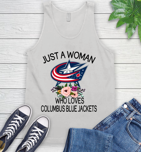 NHL Just A Woman Who Loves Columbus Blue Jackets Hockey Sports Tank Top