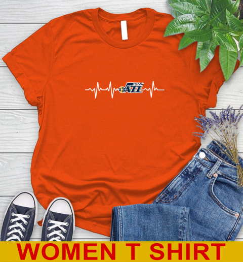 Utah Jazz NBA Basketball Heart Beat Shirt Women's T-Shirt 3