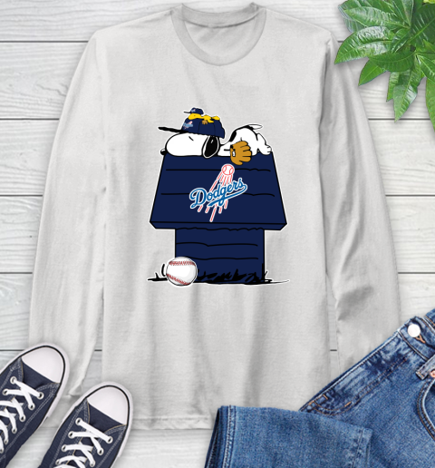 MLB Los Angeles Dodgers Snoopy Woodstock The Peanuts Movie Baseball T Shirt_000 Long Sleeve T-Shirt