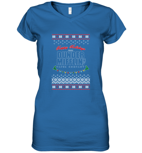 Happy Holidays From Dunder Mifflin Ugly Christmas Adult Crewneck Women's V-Neck T-Shirt