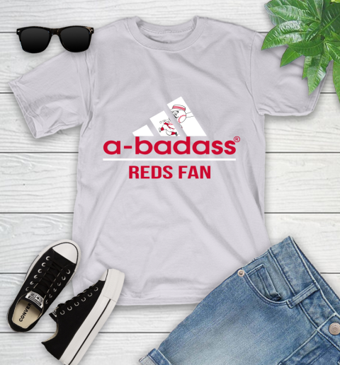 MLB A Badass Cincinnati Reds Fan Adidas Baseball Sports Youth T-Shirt 4