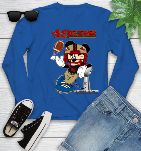 NFL San Francisco 49ers Mickey Mouse Disney Super Bowl Football T Shirt Youth Long Sleeve 9