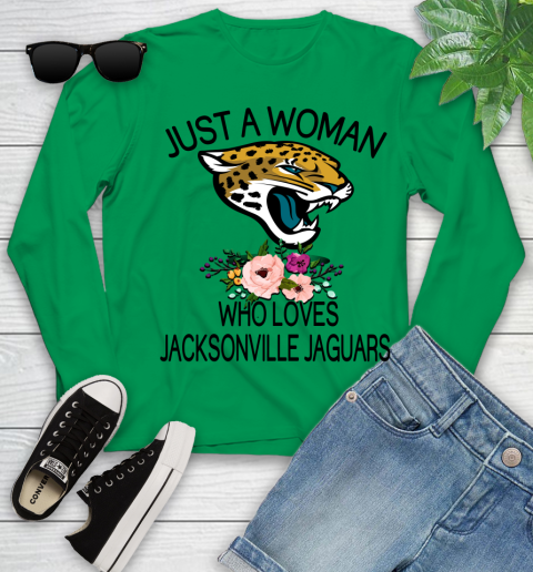 NFL Just A Woman Who Loves Jacksonville Jaguars Football Sports Youth Long Sleeve 4
