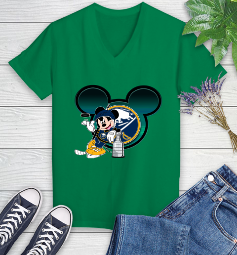 NHL Buffalo Sabres Stanley Cup Mickey Mouse Disney Hockey T Shirt Women's V-Neck T-Shirt 5