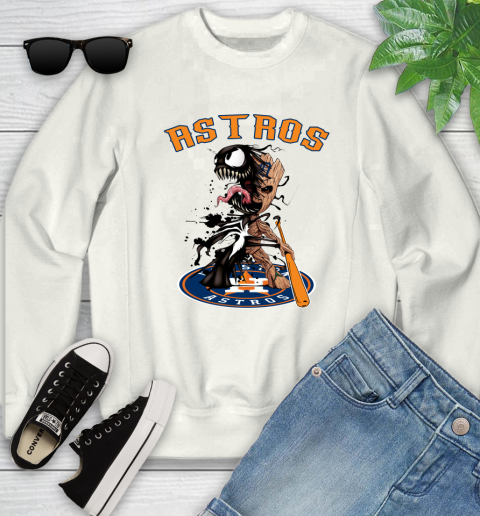 MLB Houston Astros Baseball Venom Groot Guardians Of The Galaxy Youth Sweatshirt