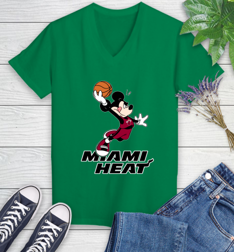 NBA Basketball Miami Heat Cheerful Mickey Mouse Shirt Women's V-Neck T-Shirt 5
