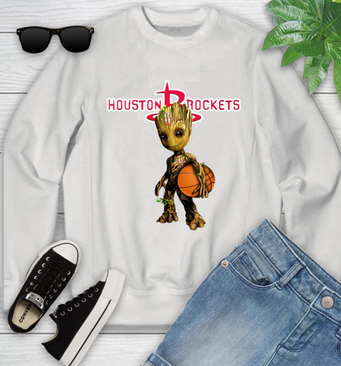 Houston Rockets NBA Basketball Groot Marvel Guardians Of The Galaxy Youth Sweatshirt