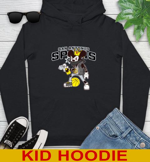 San Antonio Spurs NBA Basketball Mickey Peace Sign Sports Youth Hoodie 2
