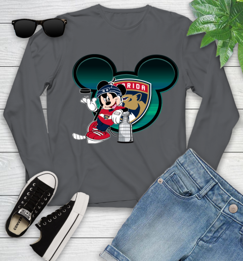 NHL Florida Panthers Stanley Cup Mickey Mouse Disney Hockey T Shirt Youth Long Sleeve 8