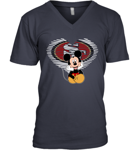 I Love The 49ers Mickey Mouse San Francisco 49ers Women's V-Neck T