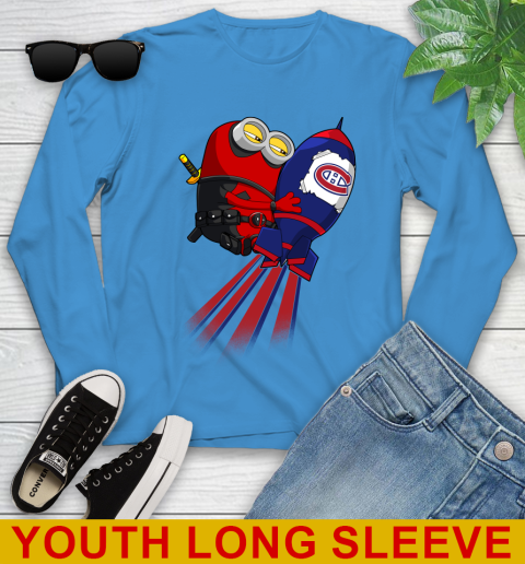 NHL Hockey Montreal Canadiens Deadpool Minion Marvel Shirt Youth Long Sleeve 8