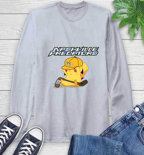 NHL Pikachu Hockey Sports Nashville Predators Long Sleeve T-Shirt 6