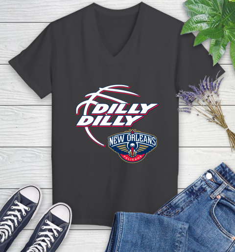 NBA New Orleans Pelicans Dilly Dilly Basketball Sports Women's V-Neck T-Shirt 8