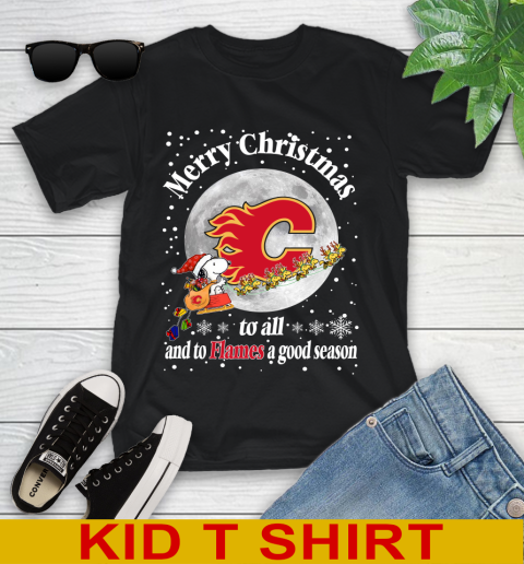 Calgary Flames Merry Christmas To All And To Flames A Good Season NHL Hockey Sports Youth T-Shirt