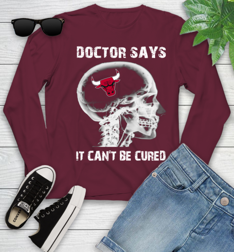 NBA Chicago Bulls Basketball Skull It Can't Be Cured Shirt Youth Long Sleeve 5