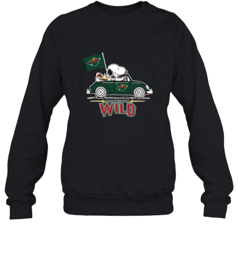 Snoopy And Woodstock Ride The Minnesota Wilds Car NHL Sweatshirt