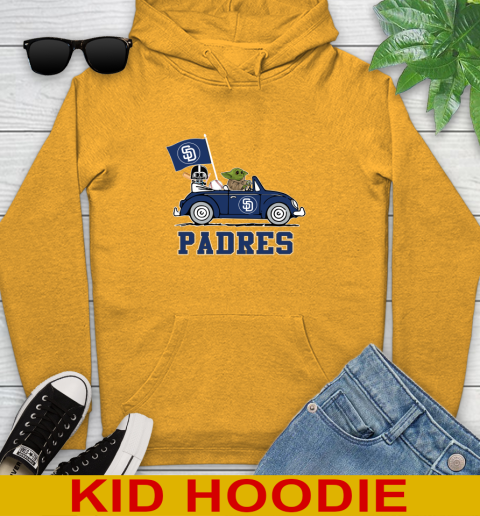 MLB Baseball San Diego Padres Darth Vader Baby Yoda Driving Star Wars Shirt Youth Hoodie 3