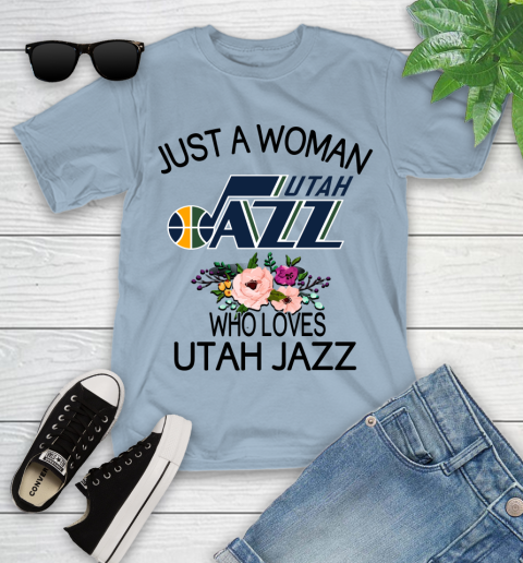 NBA Just A Woman Who Loves Utah Jazz Basketball Sports Youth T-Shirt 6