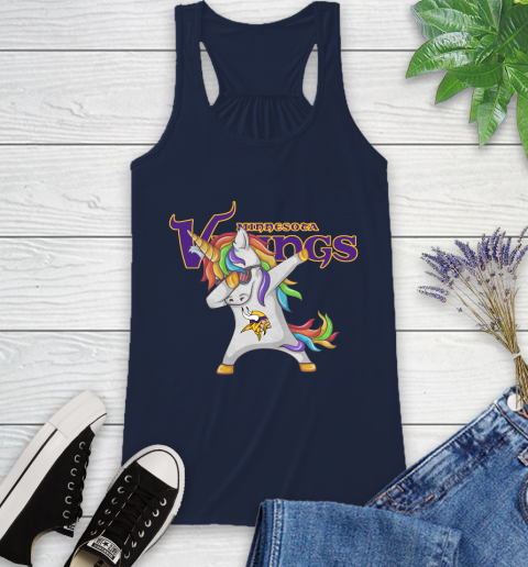 Minnesota Vikings NFL Football Funny Unicorn Dabbing Sports Racerback Tank 12