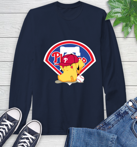 MLB Pikachu Baseball Sports Philadelphia Phillies Long Sleeve T-Shirt 4