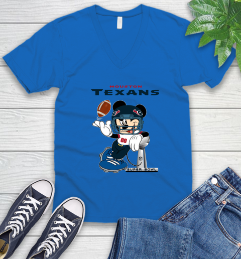 NFL Houston Texans Mickey Mouse Disney Super Bowl Football T Shirt V-Neck T-Shirt 6