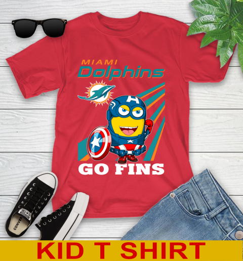 NFL Football Miami Dolphins Captain America Marvel Avengers Minion Shirt Youth T-Shirt 11