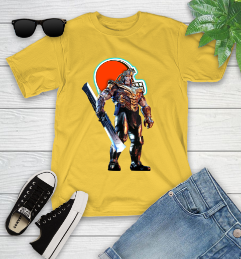 NFL Thanos Gauntlet Avengers Endgame Football Cleveland Browns Youth T-Shirt 8