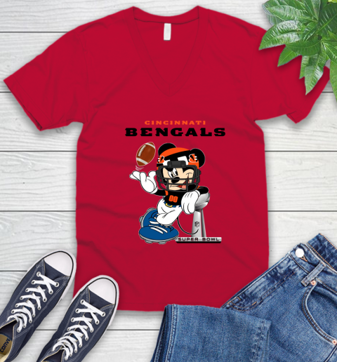 NFL Cincinnati Bengals Mickey Mouse Disney Super Bowl Football T Shirt V-Neck T-Shirt 8