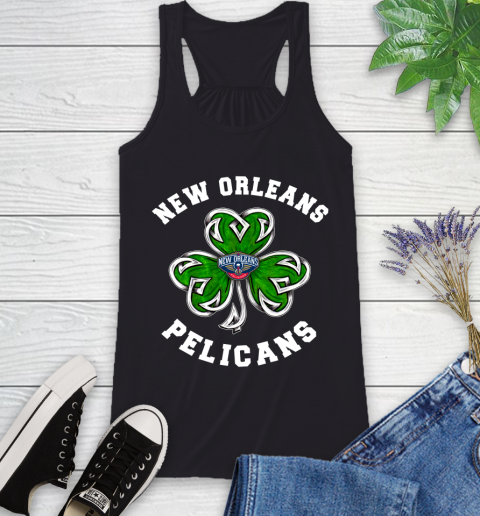 NBA New Orleans Pelicans Three Leaf Clover St Patrick's Day Basketball Sports Racerback Tank