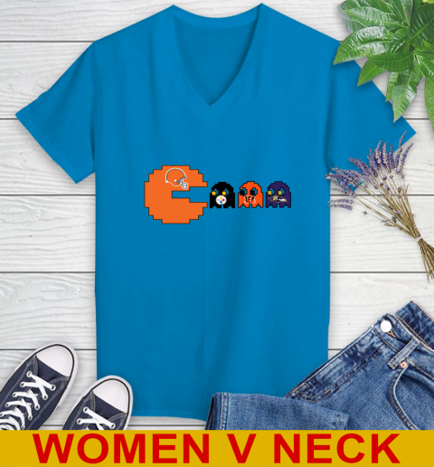 Cleveland Browns NFL Football Pac Man Champion Women's V-Neck T-Shirt 8