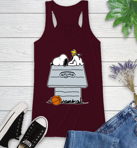 San Antonio Spurs NBA Basketball Snoopy Woodstock The Peanuts Movie Racerback Tank 3