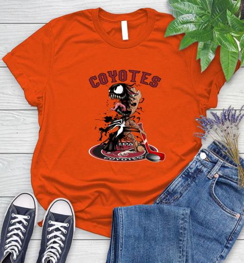 NHL Arizona Coyotes Hockey Venom Groot Guardians Of The Galaxy Women's T-Shirt 4