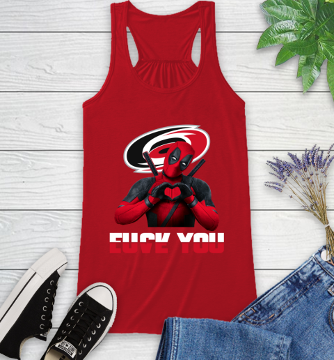 NHL Carolina Hurricanes Deadpool Love You Fuck You Hockey Sports Racerback Tank 5