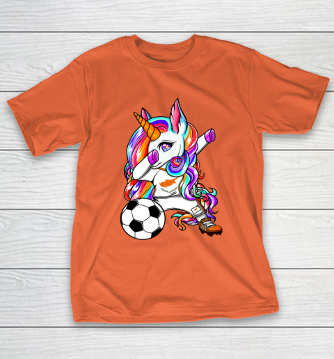 Dabbing Unicorn Cyprus Soccer Fans Jersey Cypriot Football T-Shirt 17