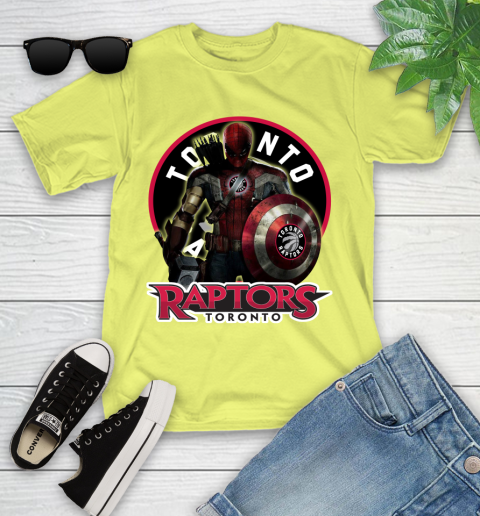 Toronto Raptors NBA Basketball Captain America Thor Spider Man Hawkeye Avengers Youth T-Shirt 8