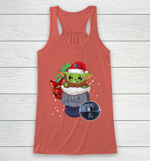 Memphis Grizzlies Christmas Baby Yoda Star Wars Funny Happy NBA Racerback Tank 4